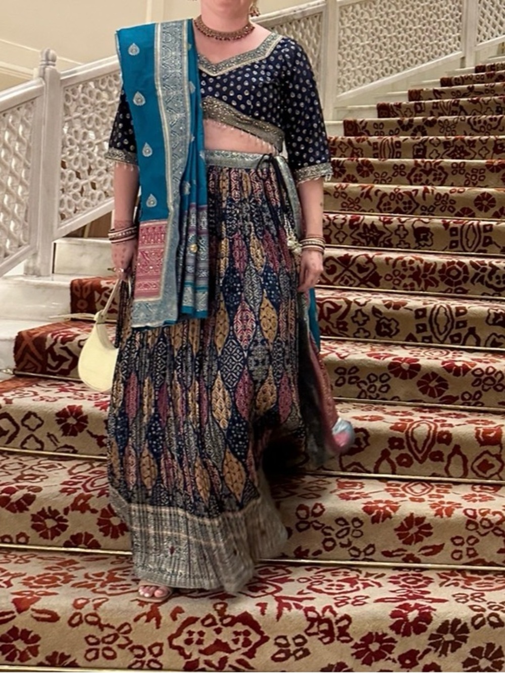 Navy & Gold Lehenga Set w/ Teal Dupatta | Indian Wedding Guest Outfit